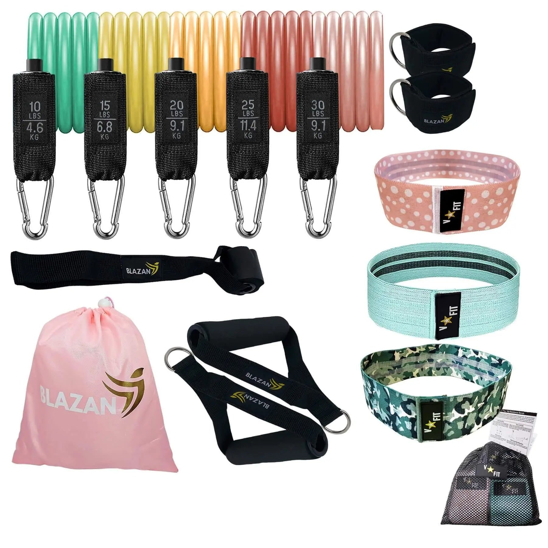 Bundle 15 Pcs Resistance Tube Booty Bands Set Apple Green Pink Purple Deals499