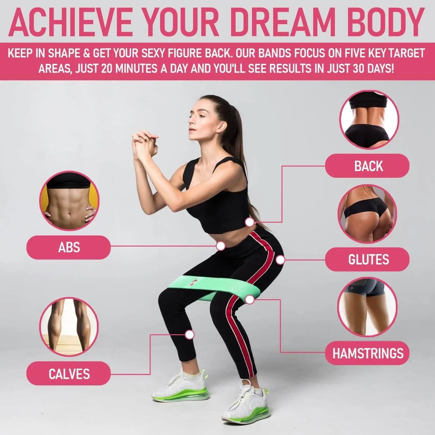 Bundle 15 Pcs Resistance Tube Booty Bands Set Pink Blue Camo Deals499