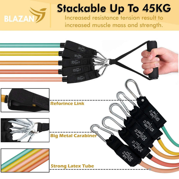 Bundle 15 Pcs Resistance Tube Booty Bands Set Pink Blue Camo Deals499