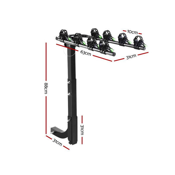 Giantz Bike Carrier 4 Bicycle Car Rear Rack Hitch Mount 2" Towbar Foldable Steel Deals499