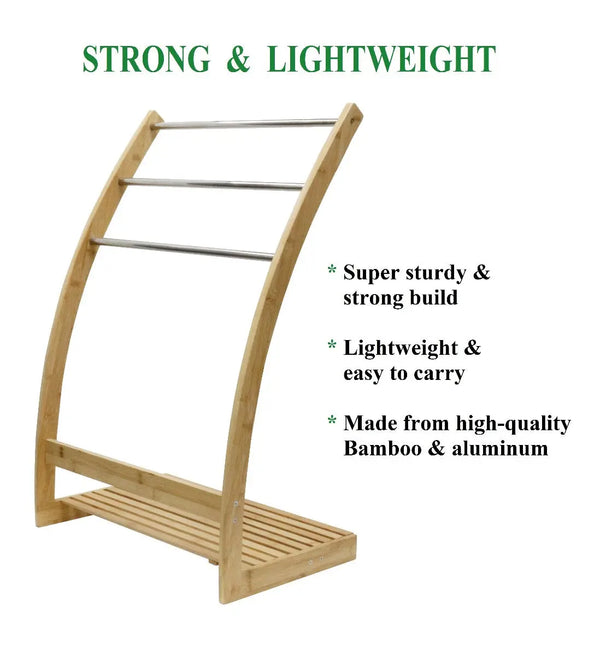 CARLA HOME Bamboo Towel Bar Metal Holder Rack 3-Tier Freestanding and Bottom shelf for Bathroom Deals499