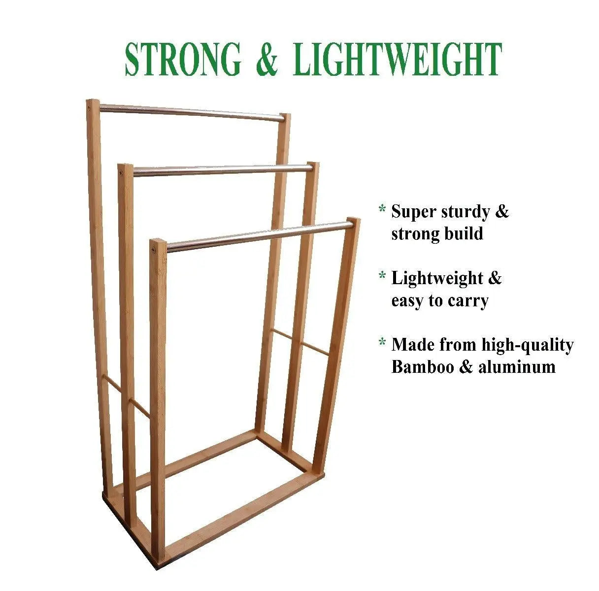 CARLA HOME Bamboo Towel Bar Metal Holder Rack 3-Tier Freestanding for Bathroom and Bedroom Deals499