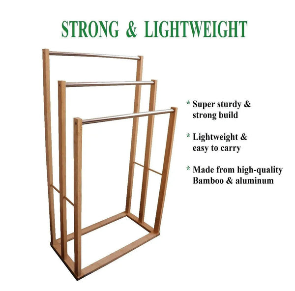 CARLA HOME Bamboo Towel Bar Metal Holder Rack 3-Tier Freestanding for Bathroom and Bedroom Deals499