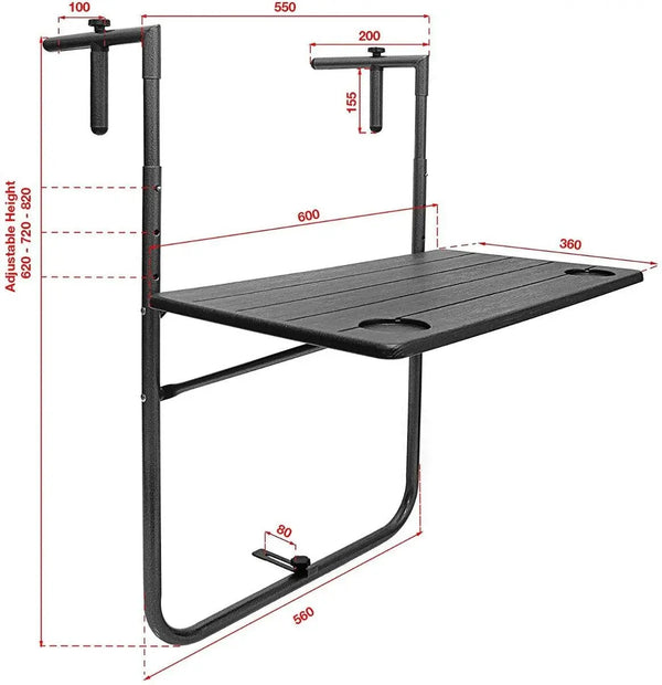 CARLA HOME Shelf Wood Grain Finish Balcony Table Deals499
