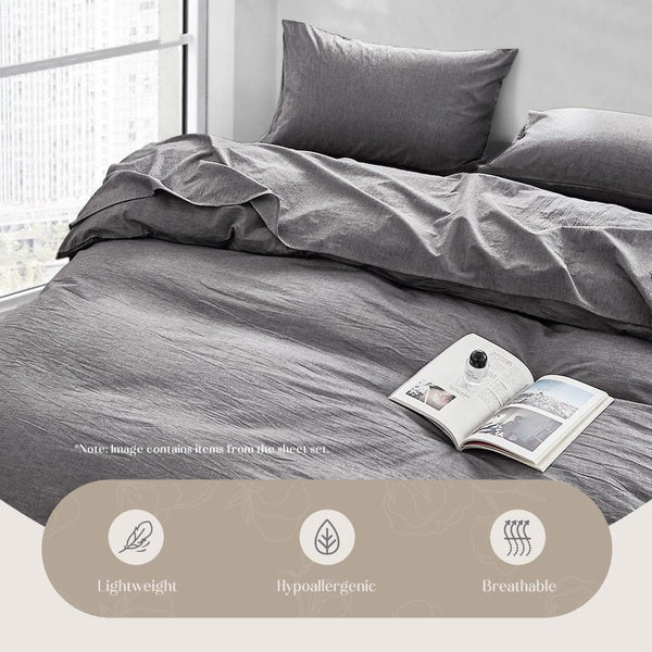 Cosy Club Duvet Cover Quilt Set Flat Cover Pillow Case Essential Black Double Deals499