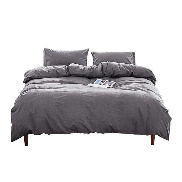 Cosy Club Duvet Cover Quilt Set Flat Cover Pillow Case Essential Black Double Deals499