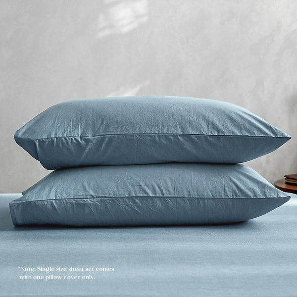 Cosy Club Duvet Cover Quilt Set Flat Cover Pillow Case Essential Blue Double Deals499
