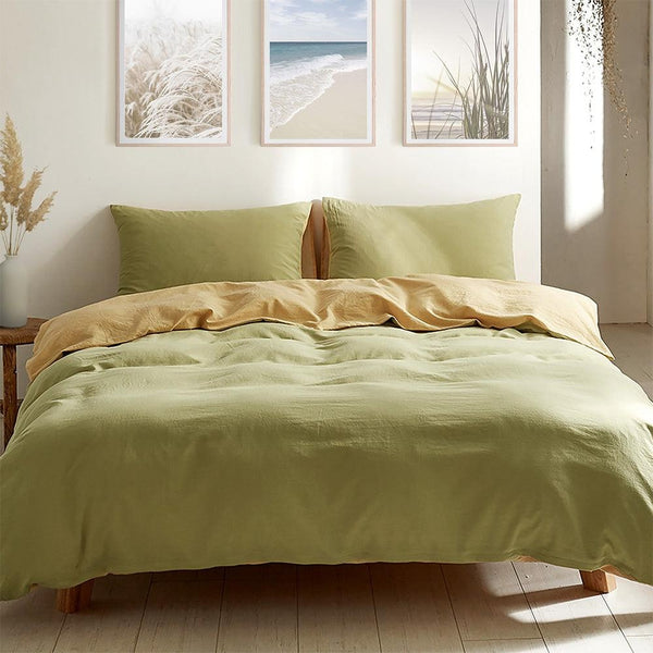 Cosy Club Duvet Cover Quilt Set Double Flat Cover Pillow Case Yellow Inspired Double Deals499
