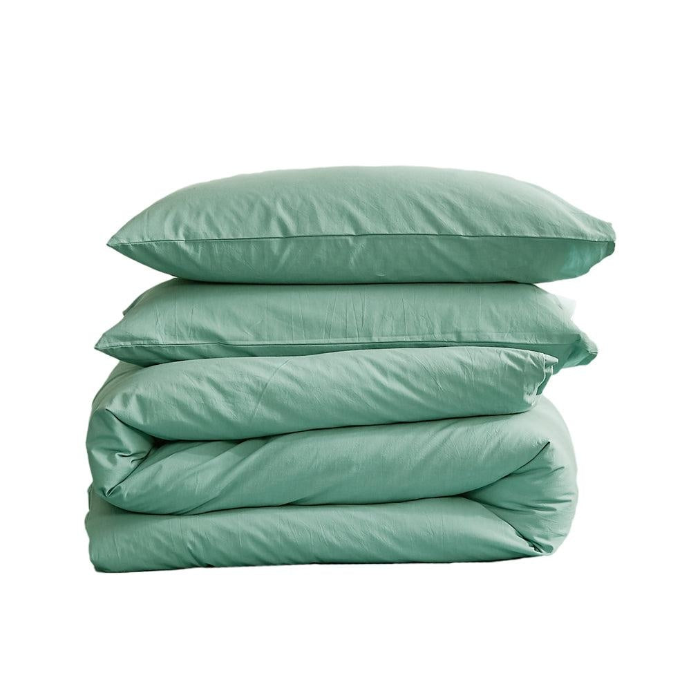 Cosy Club Duvet Cover Quilt Set Flat Cover Pillow Case Essential Green Queen Deals499