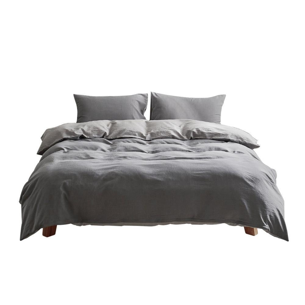 Cosy Club Duvet Cover Quilt Set Queen Flat Cover Pillow Case Grey Inspired Deals499