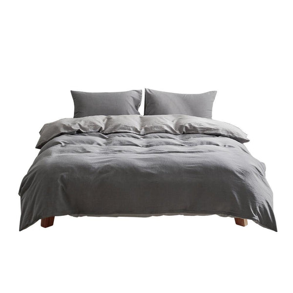 Cosy Club Duvet Cover Quilt Set Queen Flat Cover Pillow Case Grey Inspired Deals499