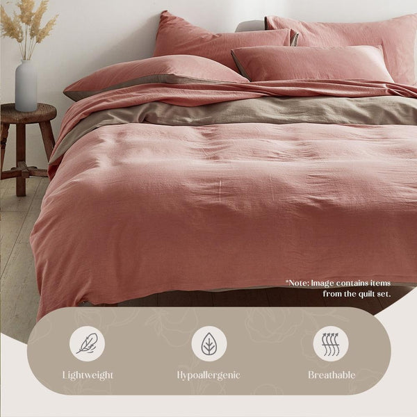 Cosy Club Duvet Cover Quilt Set Doona Cover Pillow Case Blush Beige SINGLE Deals499
