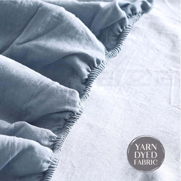 Cosy Club Sheet Set Bed Sheets Set 100% Cotton Double Cover Pillow Green Blue Deals499