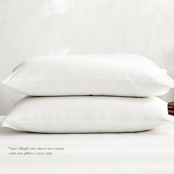 Cosy Club Sheet Set Bed Sheets Set Double Flat Cover Pillow Case White Essential Deals499