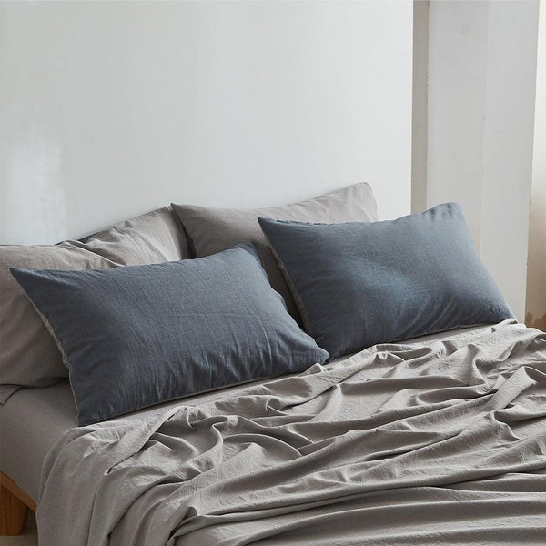 Cosy Club Sheet Set Cotton Sheets King Blue Dark Grey Deals499