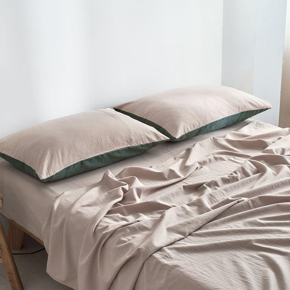 Cosy Club Sheet Set Cotton Sheets King Green Beige Deals499