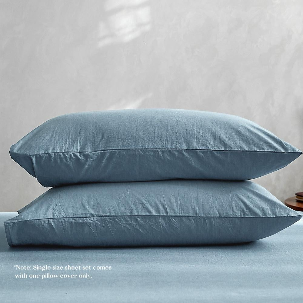 Cosy Club Sheet Set Bed Sheets Set Single Flat Cover Pillow Case Blue Essential Deals499