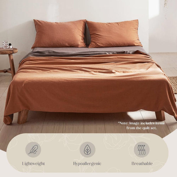Cosy Club Sheet Set Cotton Sheets Single Orange Brown Deals499
