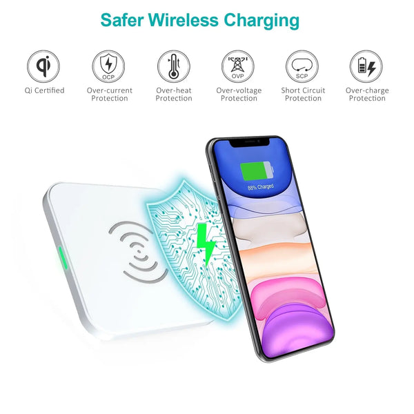 CHOETECH T511-S Qi Certified 10W/7.5W Fast Wireless Charger Pad (White) Deals499