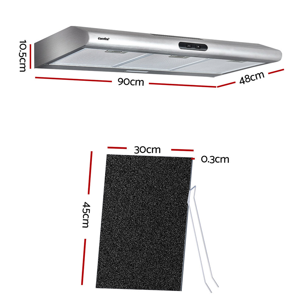 Comfee Rangehood 900mm Stainless Steel Kitchen Canopy With 4 PCS filter Replacement Deals499