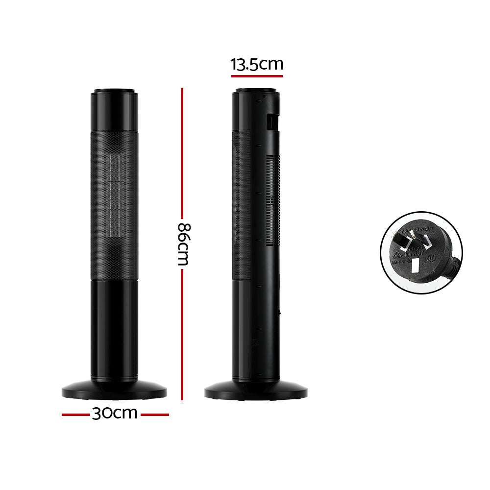 Devanti Electric Ceramic Tower Heater 3D Flame Oscillating Remote Control 2000W from Deals499 at Deals499