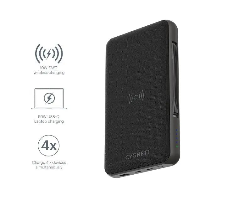 CYGNETT 27000 mAh USB-C Laptop and Wireless Power Bank - Black CYGNETT