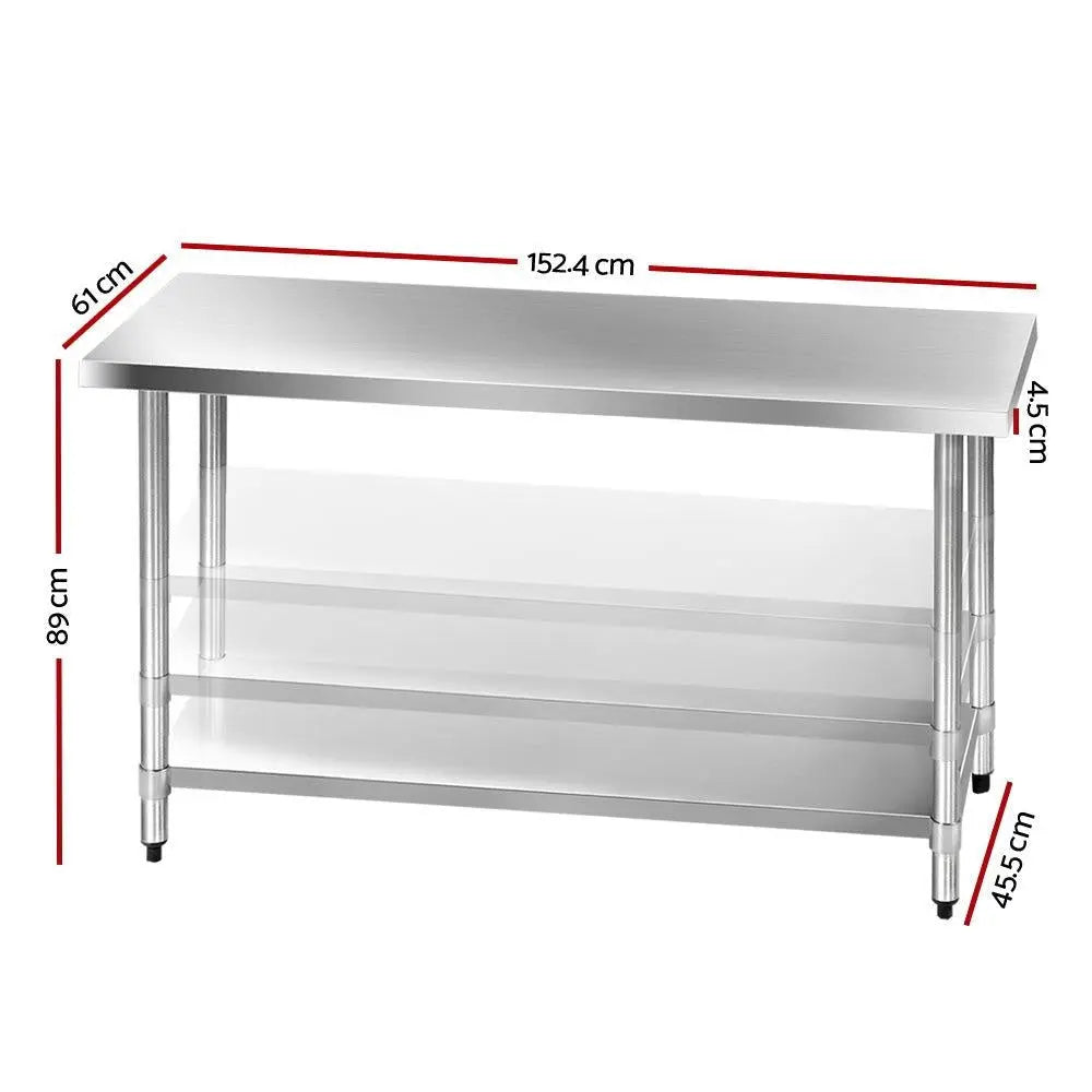 Cefito 1524 x 610mm Commercial Stainless Steel Kitchen Bench Deals499