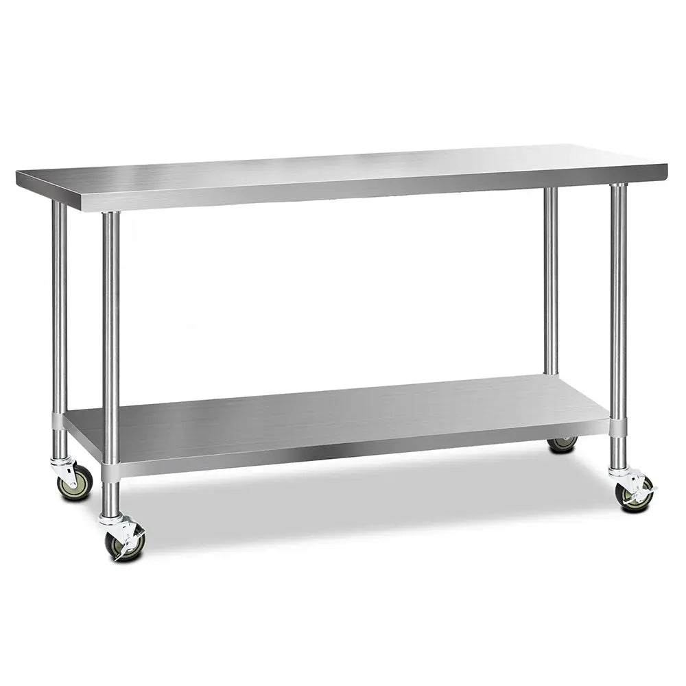 Cefito 304 Stainless Steel Kitchen Benches Work Bench Food Prep Table with Wheels 1829MM x 610MM Deals499