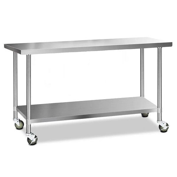 Cefito 304 Stainless Steel Kitchen Benches Work Bench Food Prep Table with Wheels 1829MM x 610MM Deals499
