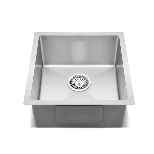 Cefito 44cm x 44cm Stainless Steel Kitchen Sink Under/Top/Flush Mount Black Deals499