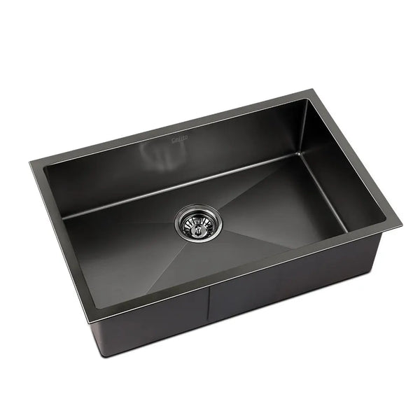 Cefito 70cm x 45cm Stainless Steel Kitchen Sink Under/Top/Flush Mount Black Deals499