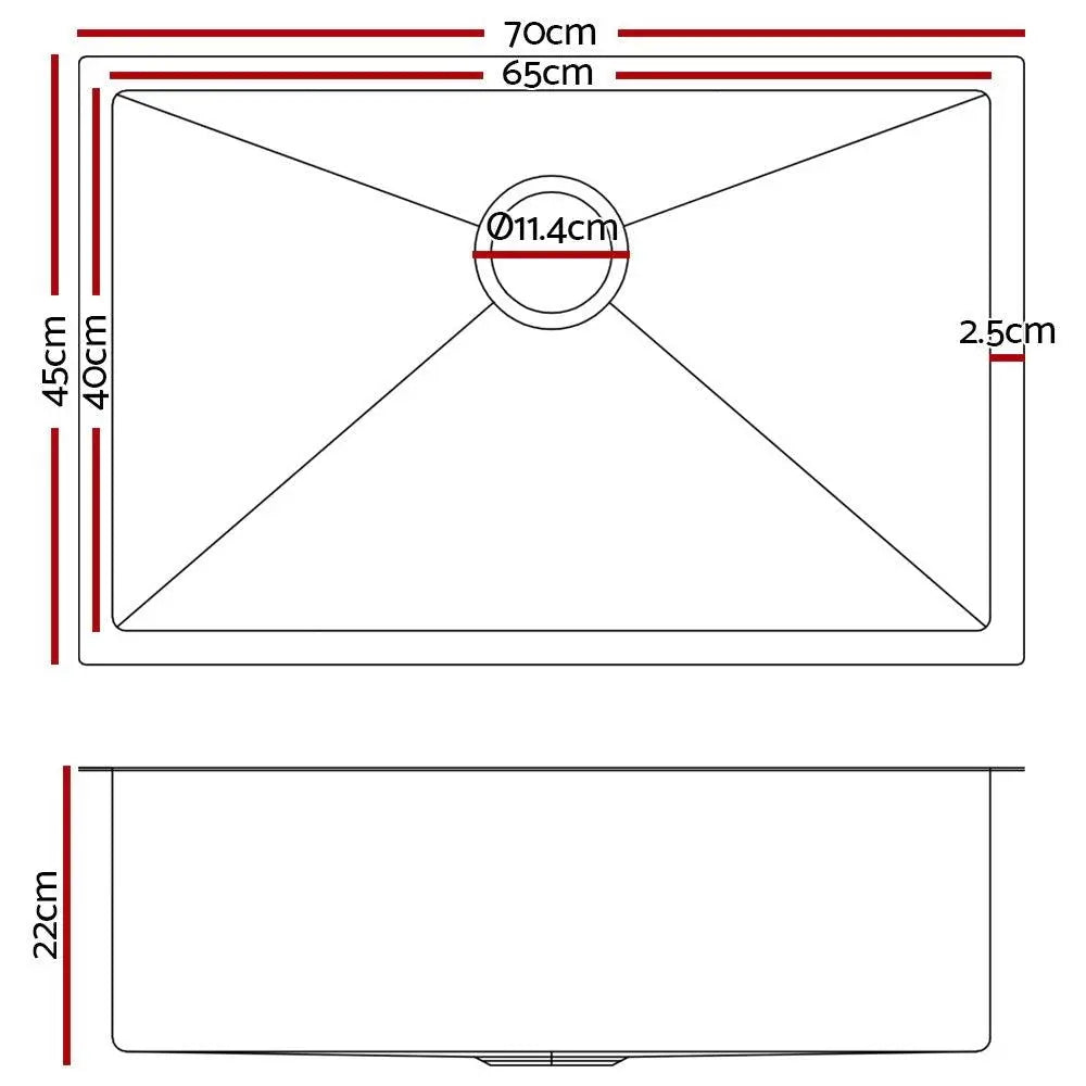 Cefito 70cm x 45cm Stainless Steel Kitchen Sink Under/Top/Flush Mount Black Deals499