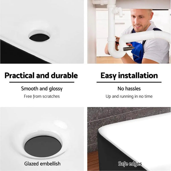 Cefito Ceramic Bathroom Basin Sink Vanity Above Counter Basins Bowl Black White Deals499