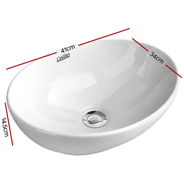 Cefito Ceramic Oval Sink Bowl - White Deals499