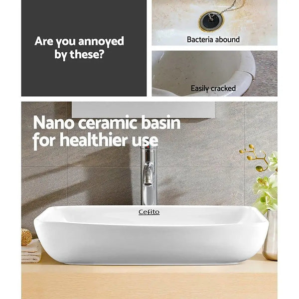 Cefito Ceramic Rectangle Sink Bowl - White Deals499