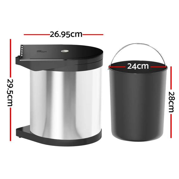 Cefito Kitchen Swing Out Pull Out Bin Stainless Steel Garbage Rubbish Can 12L Deals499