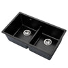 Cefito Stone Kitchen Sink 790X460MM Granite Under/Topmount Basin Double Bowl Black Deals499