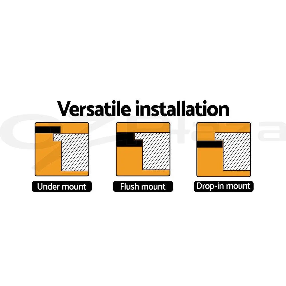 Cefito Stone Kitchen Sink Round 430MM Granite Under/Topmount Basin Bowl Laundry Black Deals499