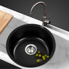 Cefito Stone Kitchen Sink Round 430MM Granite Under/Topmount Basin Bowl Laundry Black Deals499