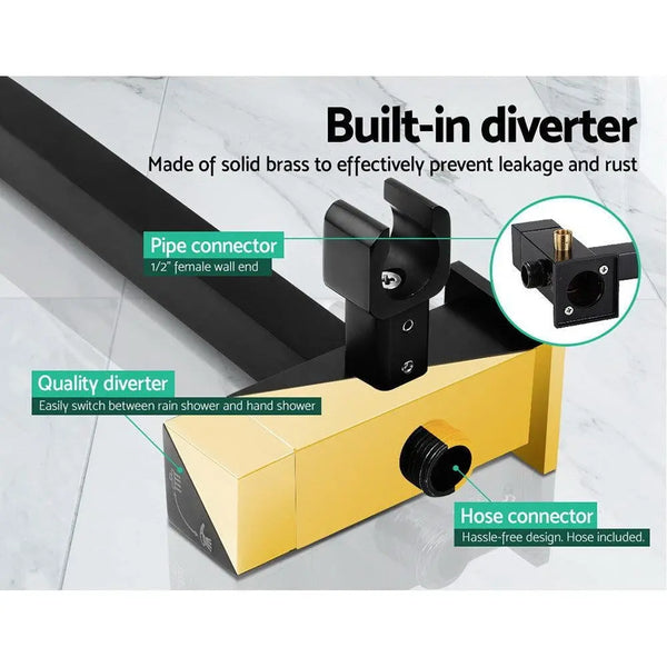 Cefito WELS 8'' Rain Shower Head Mixer Square Handheld High Pressure Wall Black Deals499