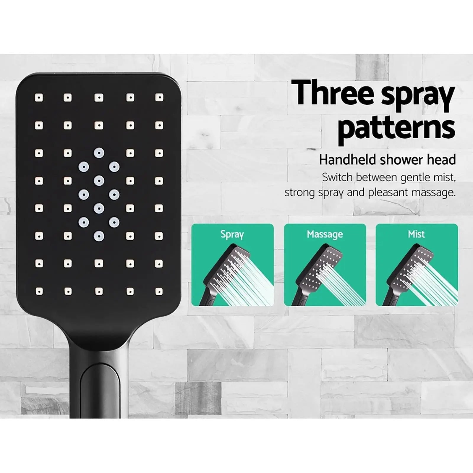 Cefito WELS 8'' Rain Shower Head Mixer Square Handheld High Pressure Wall Black Deals499