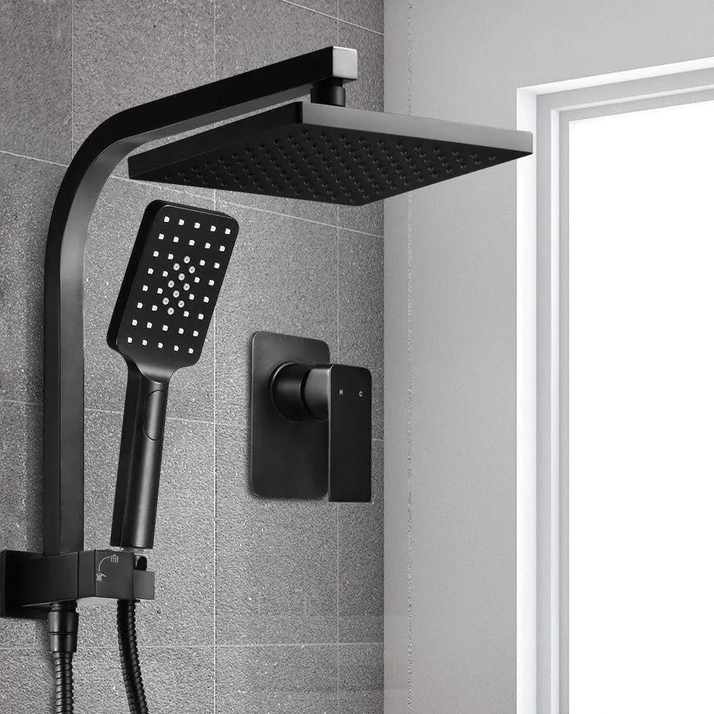Cefito WELS 8'' Rain Shower Head Mixer Square Handheld High Pressure Wall Black Deals499