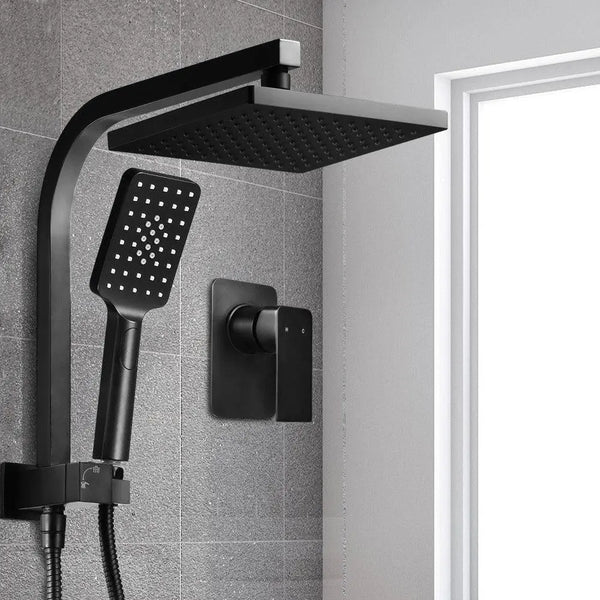 Cefito WELS 8'' Rain Shower Head Mixer Square Handheld High Pressure Wall Black Deals499