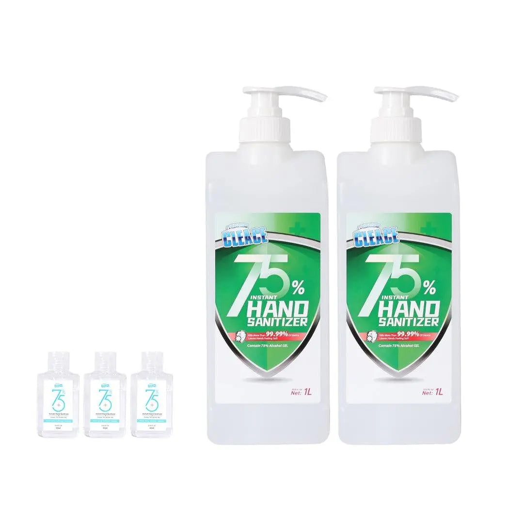 Cleace 2x Hand Sanitiser Instant Gel Wash 75% Alcohol 99% Anti Bacterial 1000ML Deals499