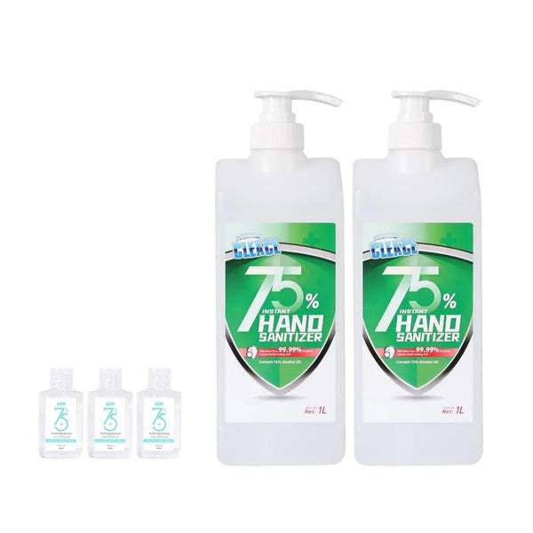 Cleace 2x Hand Sanitiser Instant Gel Wash 75% Alcohol 99% Anti Bacterial 1000ML Deals499