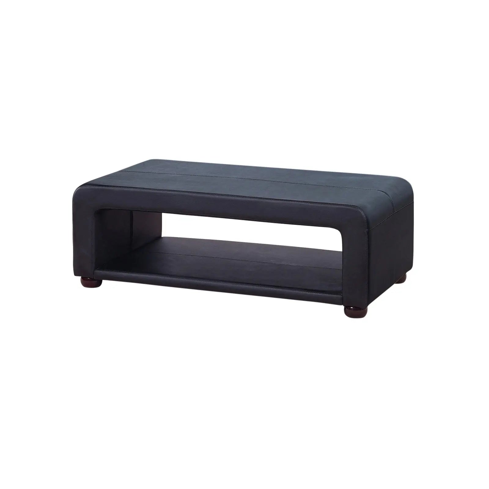 Coffee Table Upholstered PU Leather in Black Colour with open storage Deals499