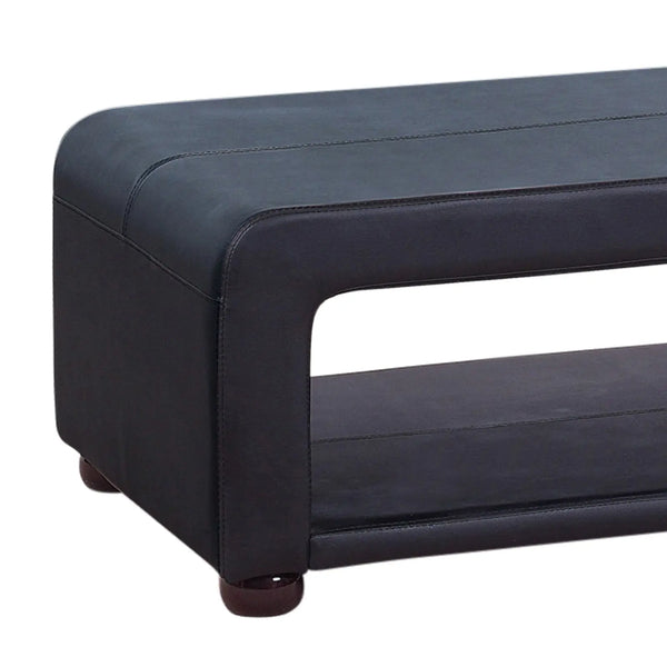Coffee Table Upholstered PU Leather in Black Colour with open storage Deals499