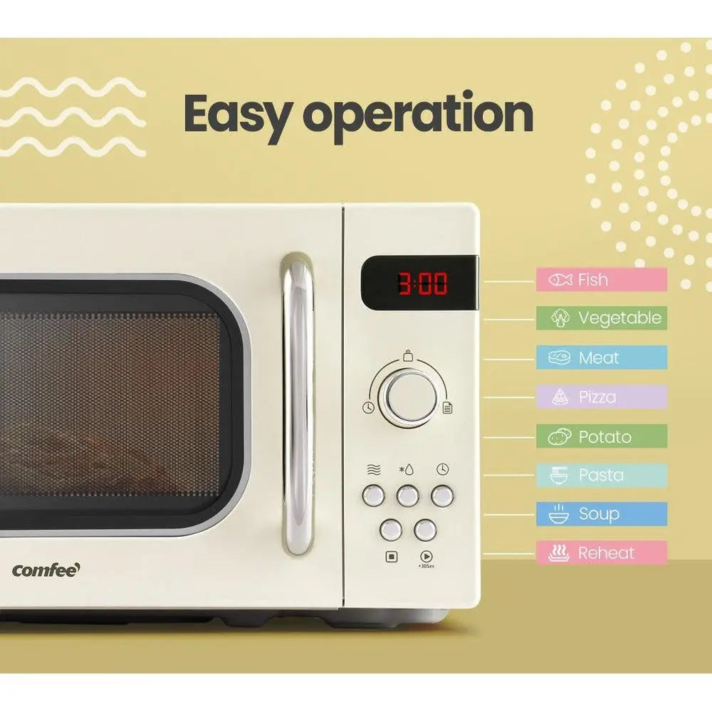 Comfee 20L Microwave Oven 800W Countertop Kitchen 8 Cooking Settings Cream Deals499