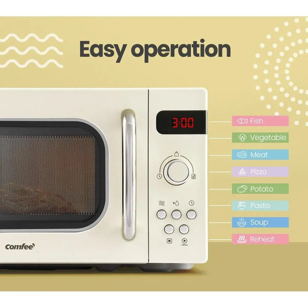 Comfee 20L Microwave Oven 800W Countertop Kitchen 8 Cooking Settings Cream Deals499
