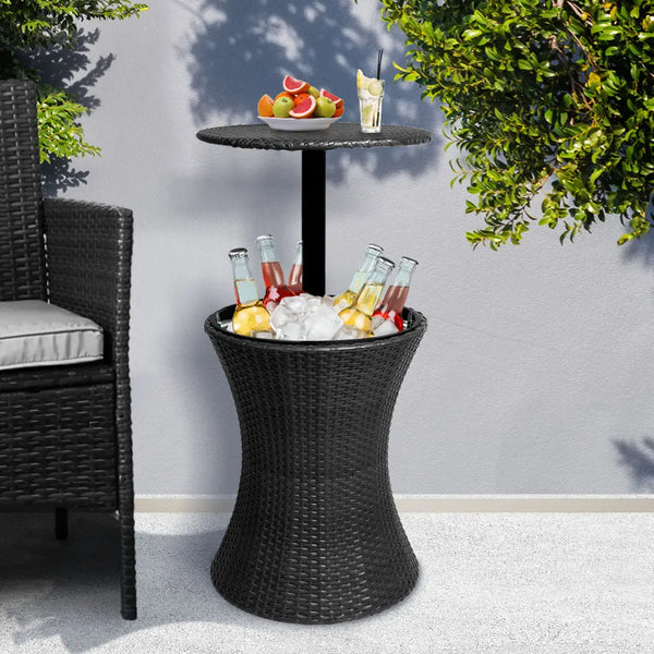 Cooler Ice Bucket Table Bar Outdoor Setting Furniture Patio Pool Storage Box Black Deals499